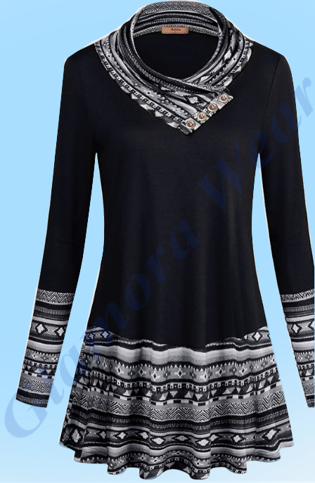 miusey women’s slim fit long sleeve cowl neck tunic